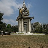 Killing Fields  Memorial stup at the killing fields of Choeung Ek, reminding of the horrors of the ciivil war. On these grounds, dozends of thousands of Cambodian people have been murdered in most brutal ways and buried in mass graves.
