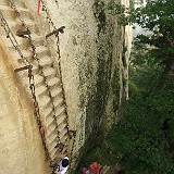 Sky Ladder  As on Emeishan, the whole trek is on sealed pathways or on stairs chiseled out of the rock. Several passages are called "Sky Ladder", because they are so steep (one of the reasons why the mountain has the reputation to be the "most dangerous hike in the world")