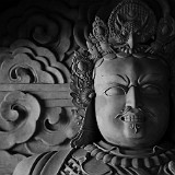 Protector God  All tibetan monasteries show some fierce looking creatures at their entrances - protector gods protecting the monastery from evil spirits. This one is at the Changzhug monastery in Tsetang.