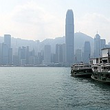 Hongkong Skyline  Same view during the day, from Tsim Sha Tsui Star Ferry pier. The haze is quite heavy smog lying over the city.