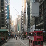 Queensway  Double decker tram in HK central.