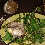 Food Experiments II  Looking a bit less tasty, but of course a "must try" once there is the opportunity, this is a half-hetched duck egg ("duck embryo"). It tastes better than it looks, basically just like a boiled egg. Maybe a bit more chewy, though...