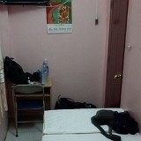 Accomodation: Cheap  While I decided not to sleep in dorms anymore, I still try to live as cheaply as possible. Most of the time, for 15 - 20 CHF you get a decent single room with private bath, but sometimes I push the limit a bit too hard... like here in HCMC, where I ended up in this cramped stinky room in HCMC, leaving me 50 cm of space around the bed and a 1x1m bathroom (including toilet and shower!). At least it was clean... and it had TV and AirCon! And it only cost me 11 USD per night :)